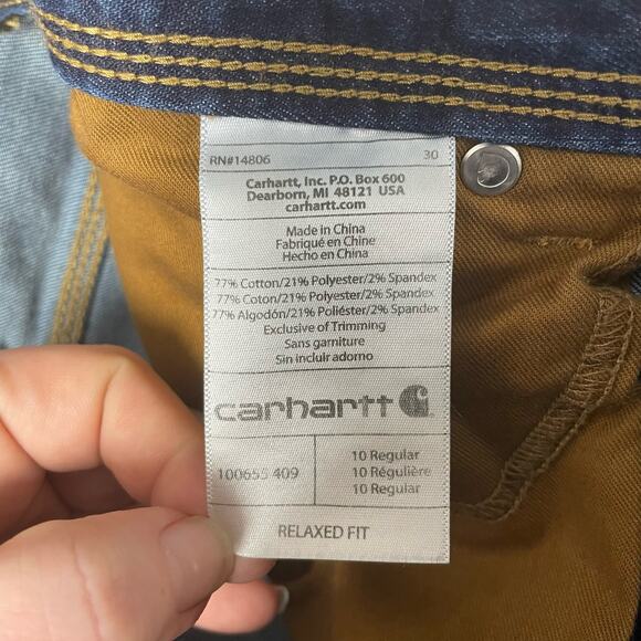 Carhartt Relaxed Fit Bootcut Dark Wash Size 10 - Picture 5 of 6